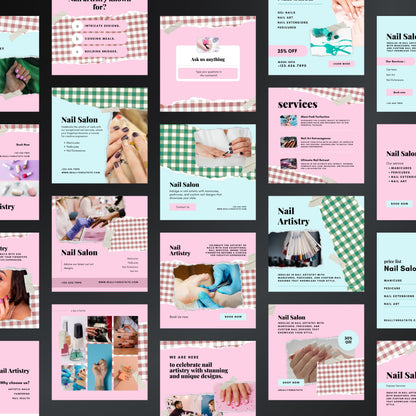 Nail Salon Canva Templates | Editable Instagram Posts for Manicures, Nail Care & Beauty Salons
