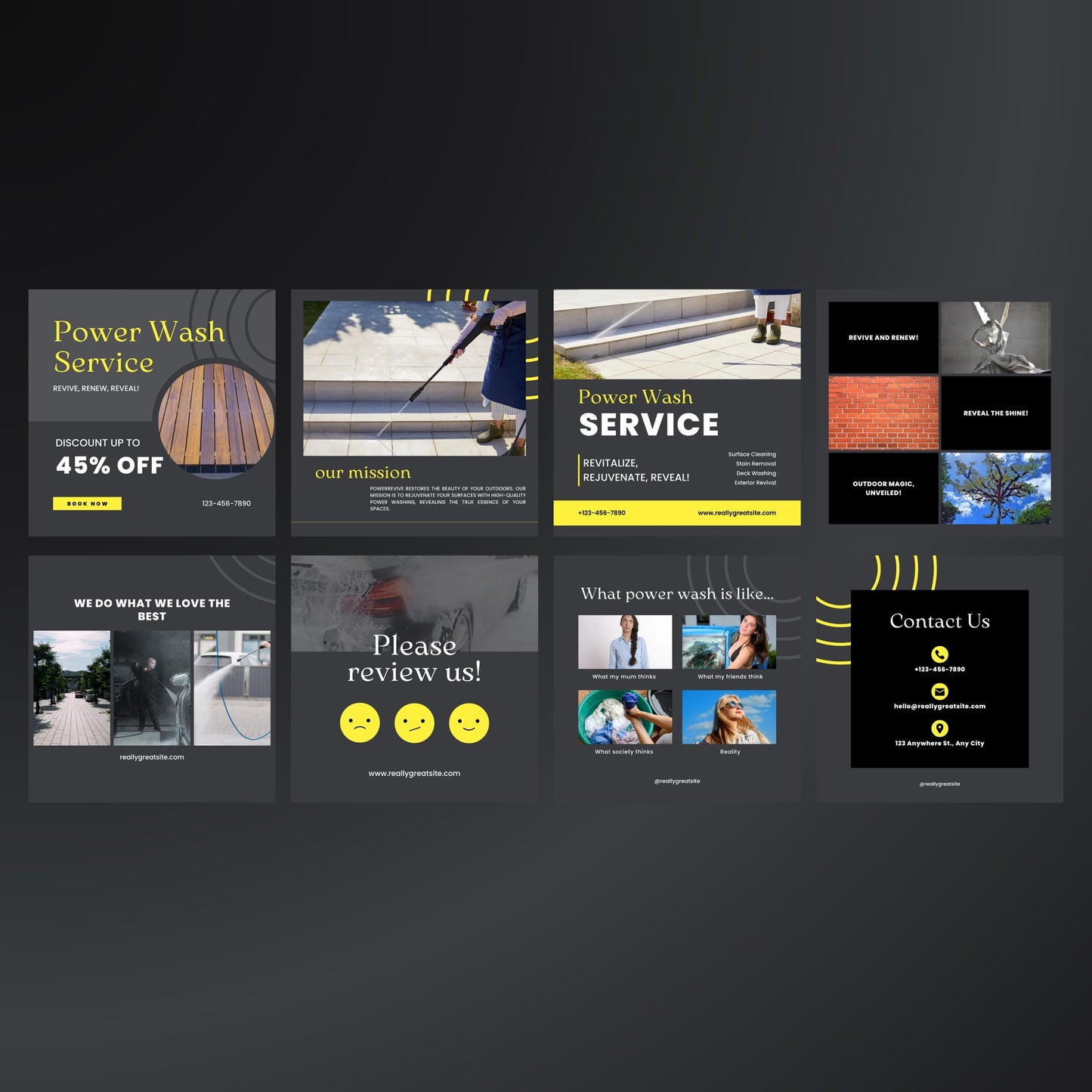 Power Washing Canva Templates | Editable Instagram Posts for Pressure Washing Businesses