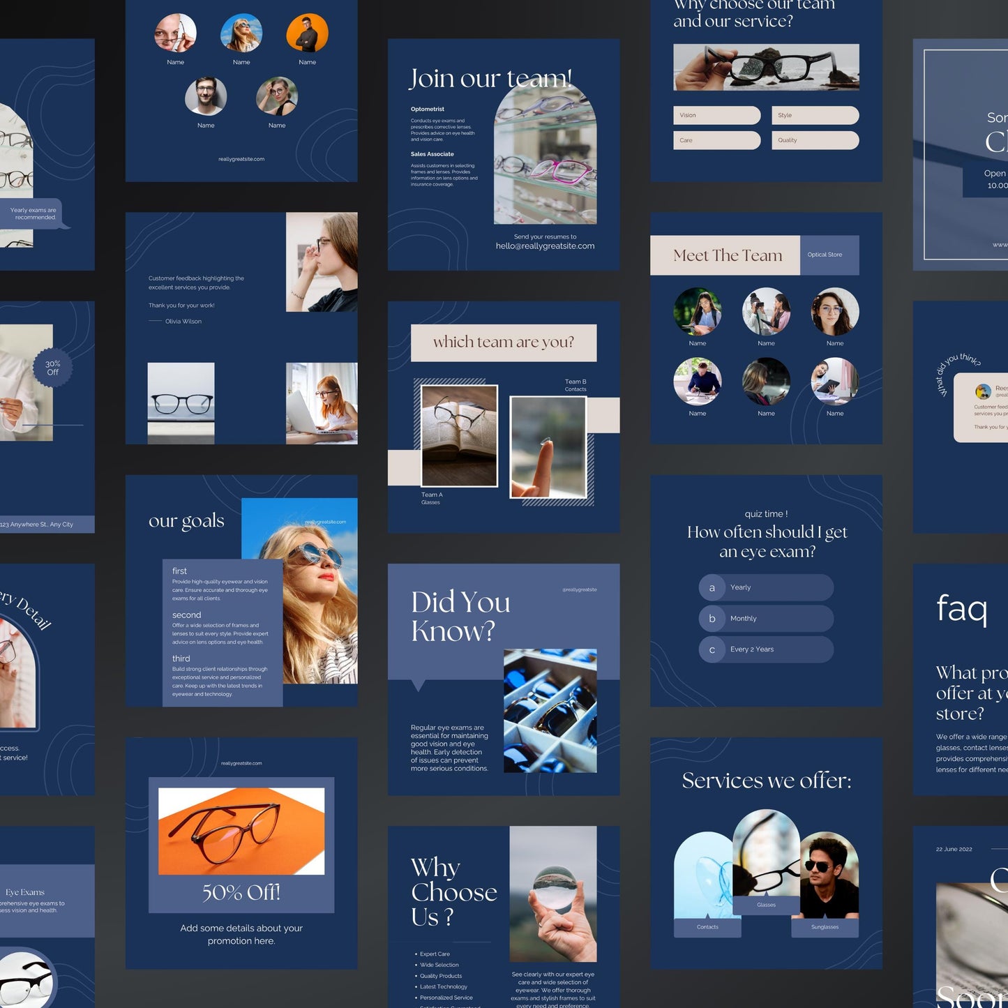Optical Store Canva Templates | Editable Instagram Post Kit for Optometrists & Eyewear Shops