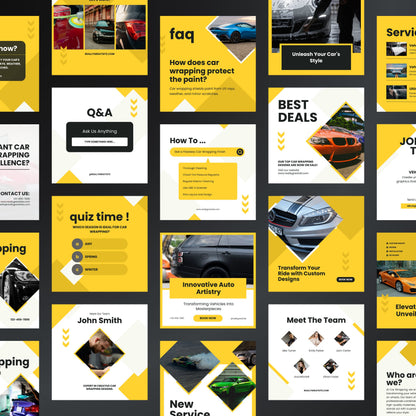 Car Wrapping Service Canva Templates | Editable Instagram Posts for Vehicle Wrap Businesses