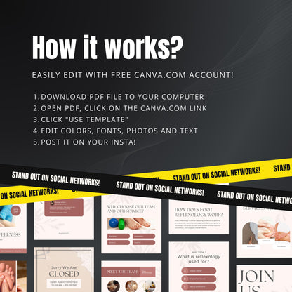 Foot Reflexology Canva Templates | Editable Instagram Posts for Reflexologists & Wellness Coaches