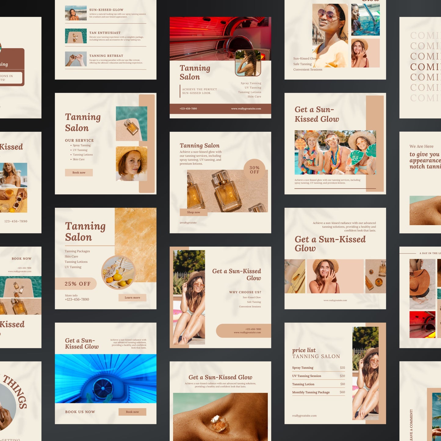 Tanning Studio Canva Templates | Editable Instagram Posts for Spray Tan & Beauty Studios