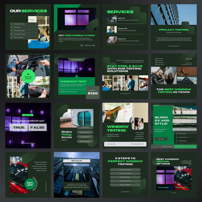 Window Tinting Canva Templates | Editable Instagram Posts for Auto & Residential Tinting Businesses