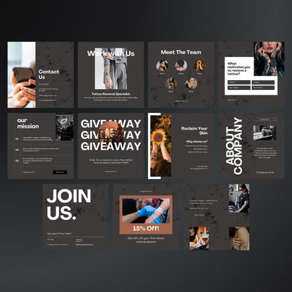 Tattoo Removal Canva Templates | Editable Instagram Posts for Laser Tattoo Clinics