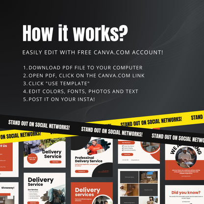 Delivery Service Canva Templates | Editable Instagram Post Kit for Home & Instant Delivery