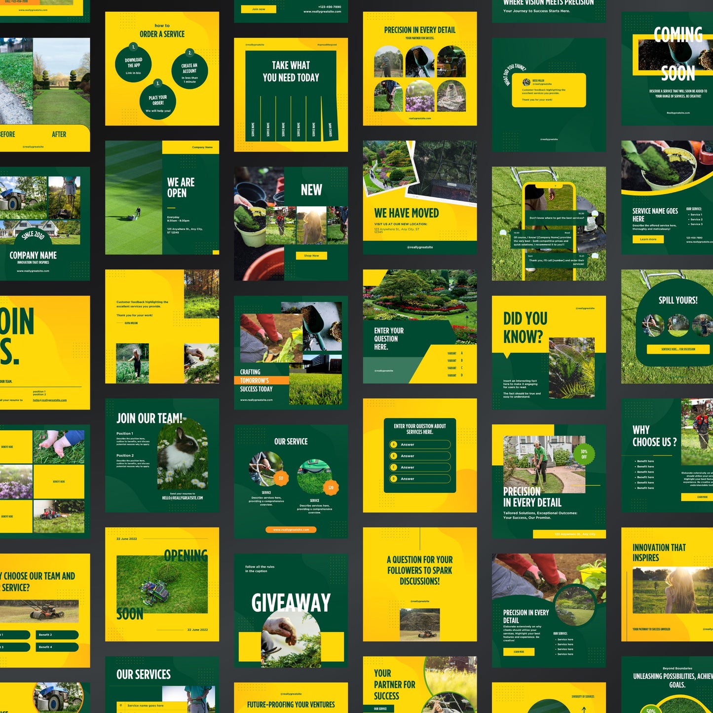 Lawn Care Canva Templates | Editable Instagram Posts for Yard Services & Landscaping Businesses