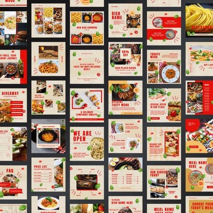 Italian Restaurant Canva Templates | Editable Instagram Posts for Pizza Shops & Food Businesses