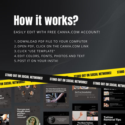 Tattoo Removal Canva Templates | Editable Instagram Posts for Laser Tattoo Clinics