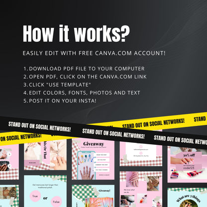 Nail Salon Canva Templates | Editable Instagram Posts for Manicures, Nail Care & Beauty Salons