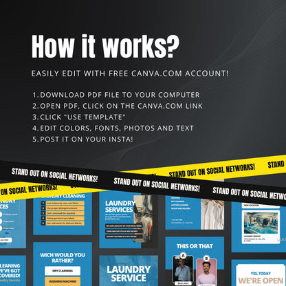 Dry Cleaning Canva Templates | Editable Instagram & Facebook Posts for Laundry Services