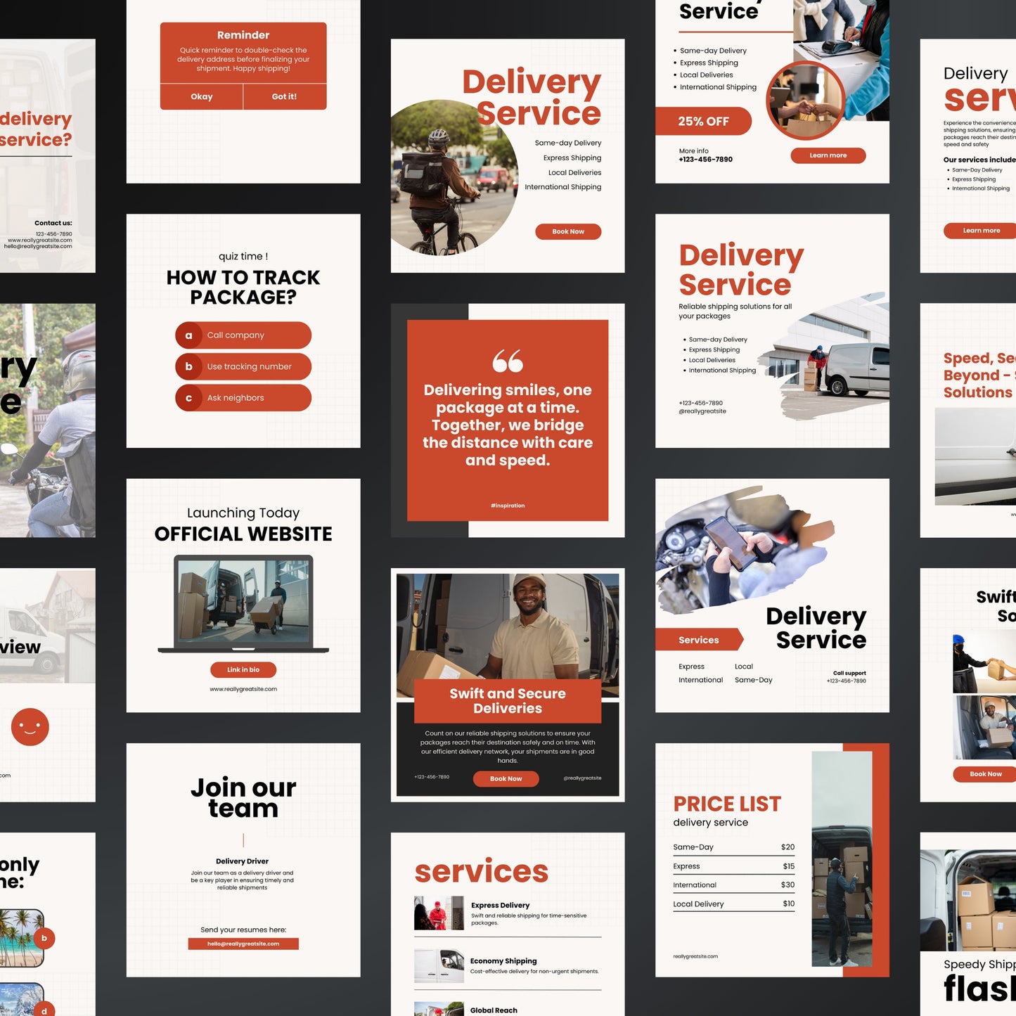 Delivery Service Canva Templates | Editable Instagram Post Kit for Home & Instant Delivery