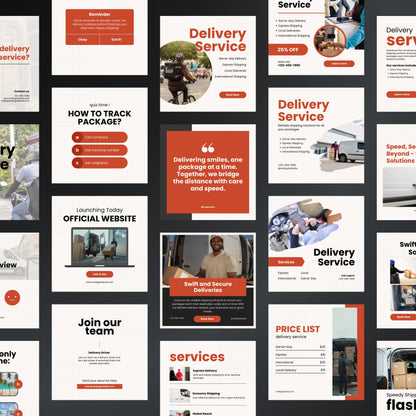 Delivery Service Canva Templates | Editable Instagram Post Kit for Home & Instant Delivery