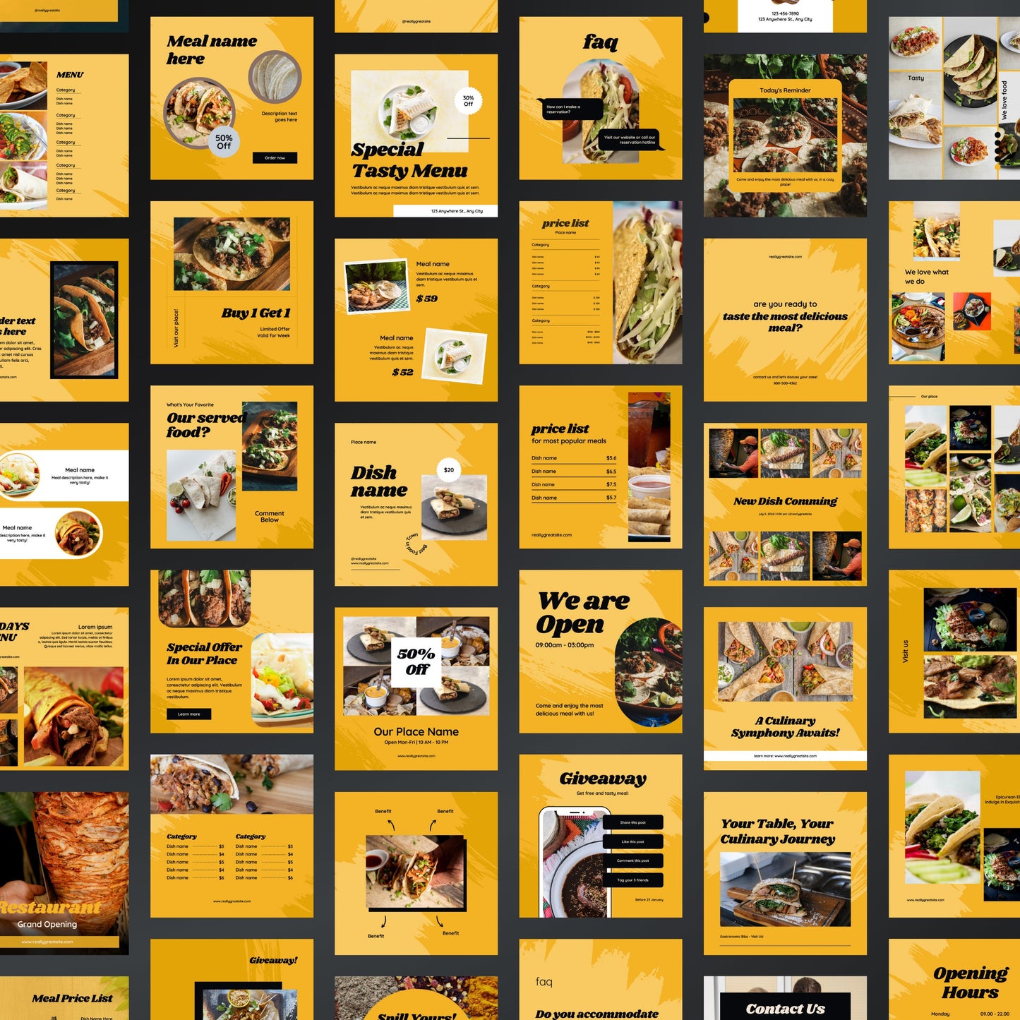 Kebab Shop Canva Templates | Editable Instagram Posts for Restaurants & Kebab Businesses