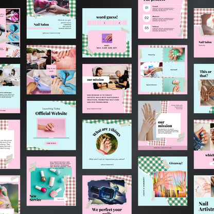 Nail Salon Canva Templates | Editable Instagram Posts for Manicures, Nail Care & Beauty Salons