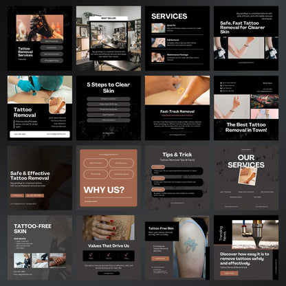 Tattoo Removal Canva Templates | Editable Instagram Posts for Laser Tattoo Clinics