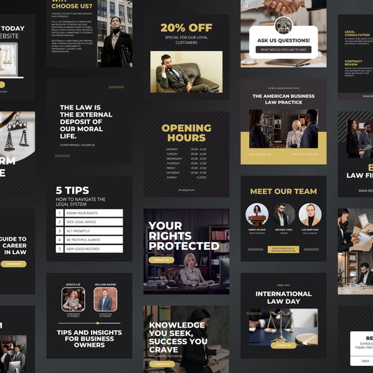 Law Firm Canva Templates | Editable Instagram Posts for Lawyers, Attorneys & Legal Marketing