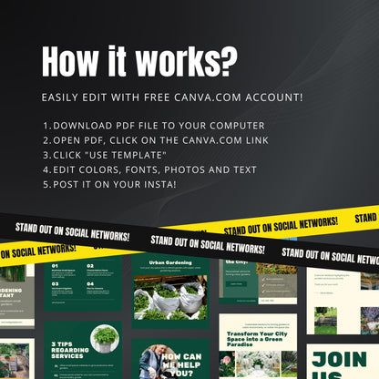 Urban Gardening Canva Templates | Editable Instagram Posts for Vertical & Sustainable Gardening