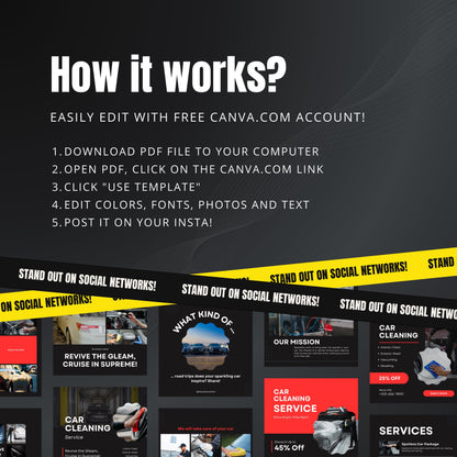 Car Cleaning Canva Templates | Editable Instagram Posts for Auto Detailing & Car Wash Services