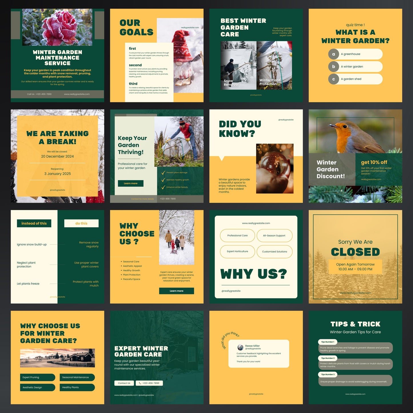 Winter Garden Maintenance Service Canva Template, Garden business, Instagram post, Canva templates for Garden Maintenance, Social media post
