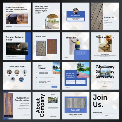 Deck Restoration Canva Templates | Editable Instagram Posts for Deck Cleaning & Repair Services
