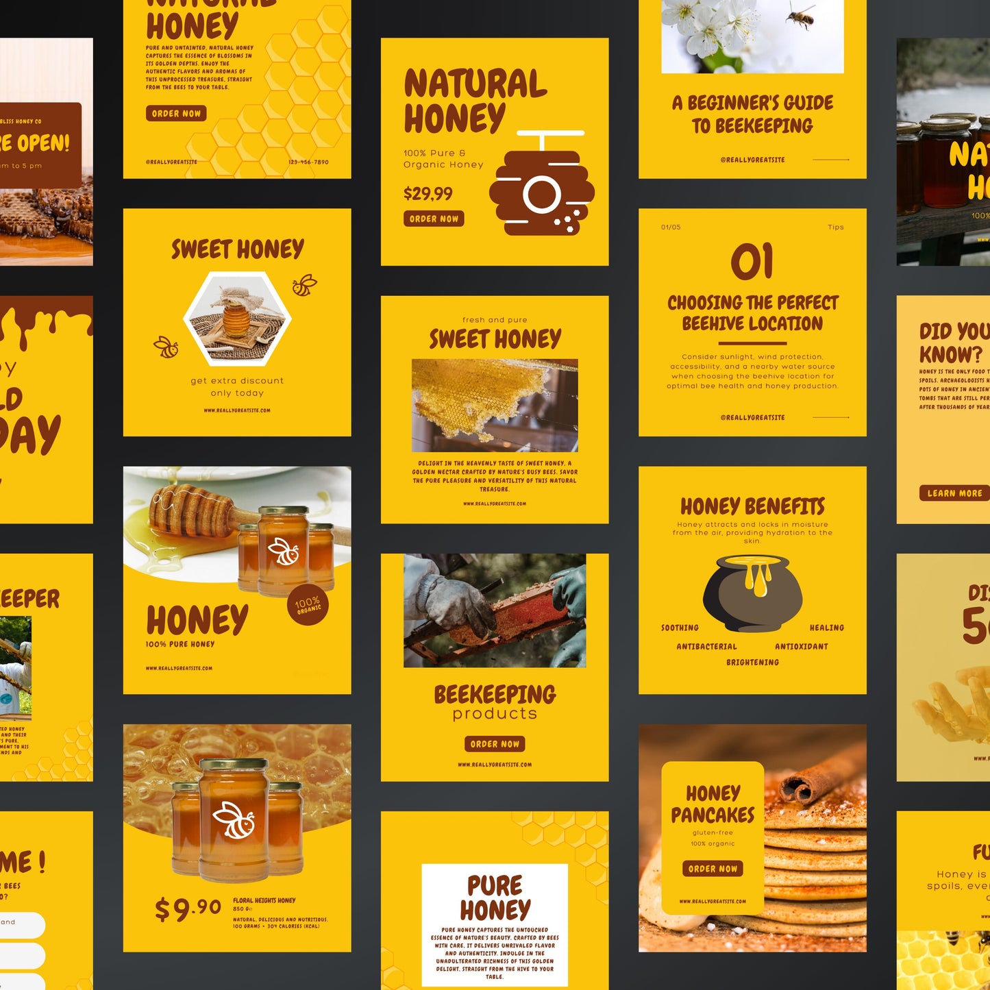 Beekeeping Canva Templates | Editable Instagram Posts for Honey & Beekeeping Businesses