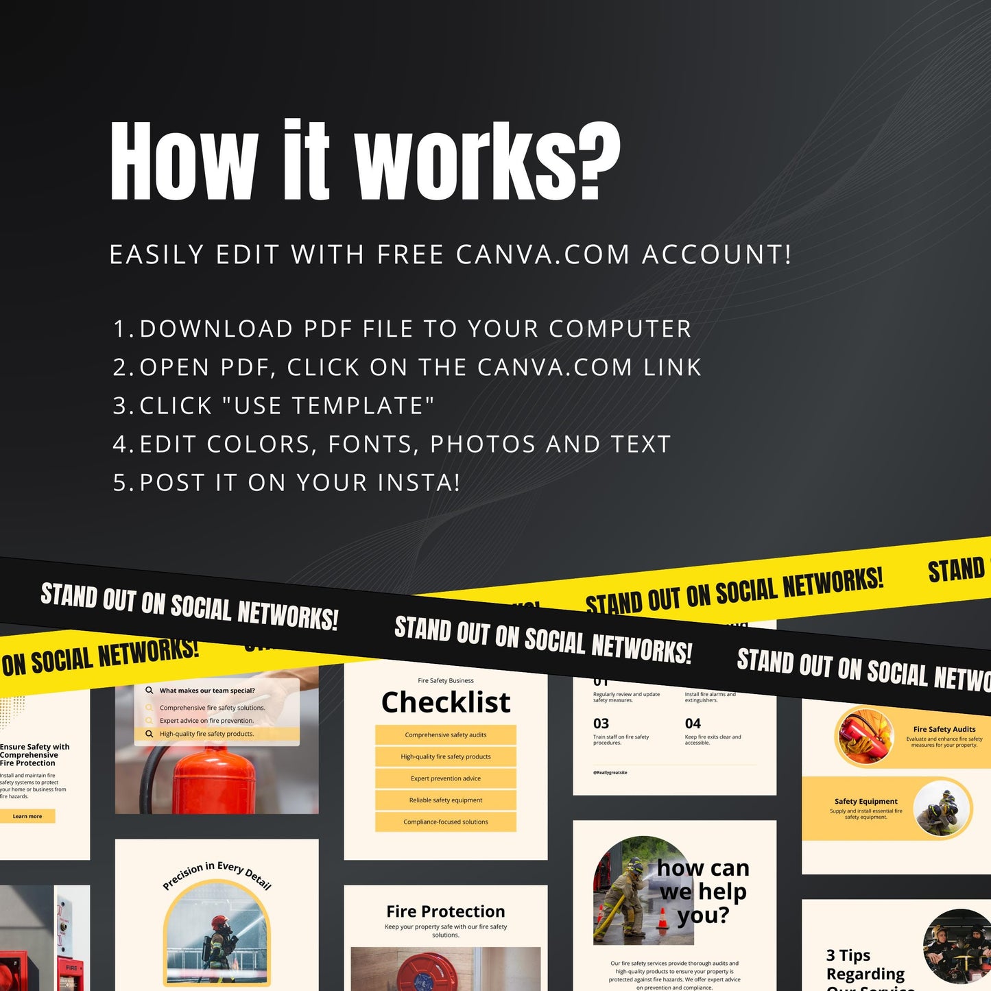 Fire Safety Instagram Templates | Editable Canva Posts