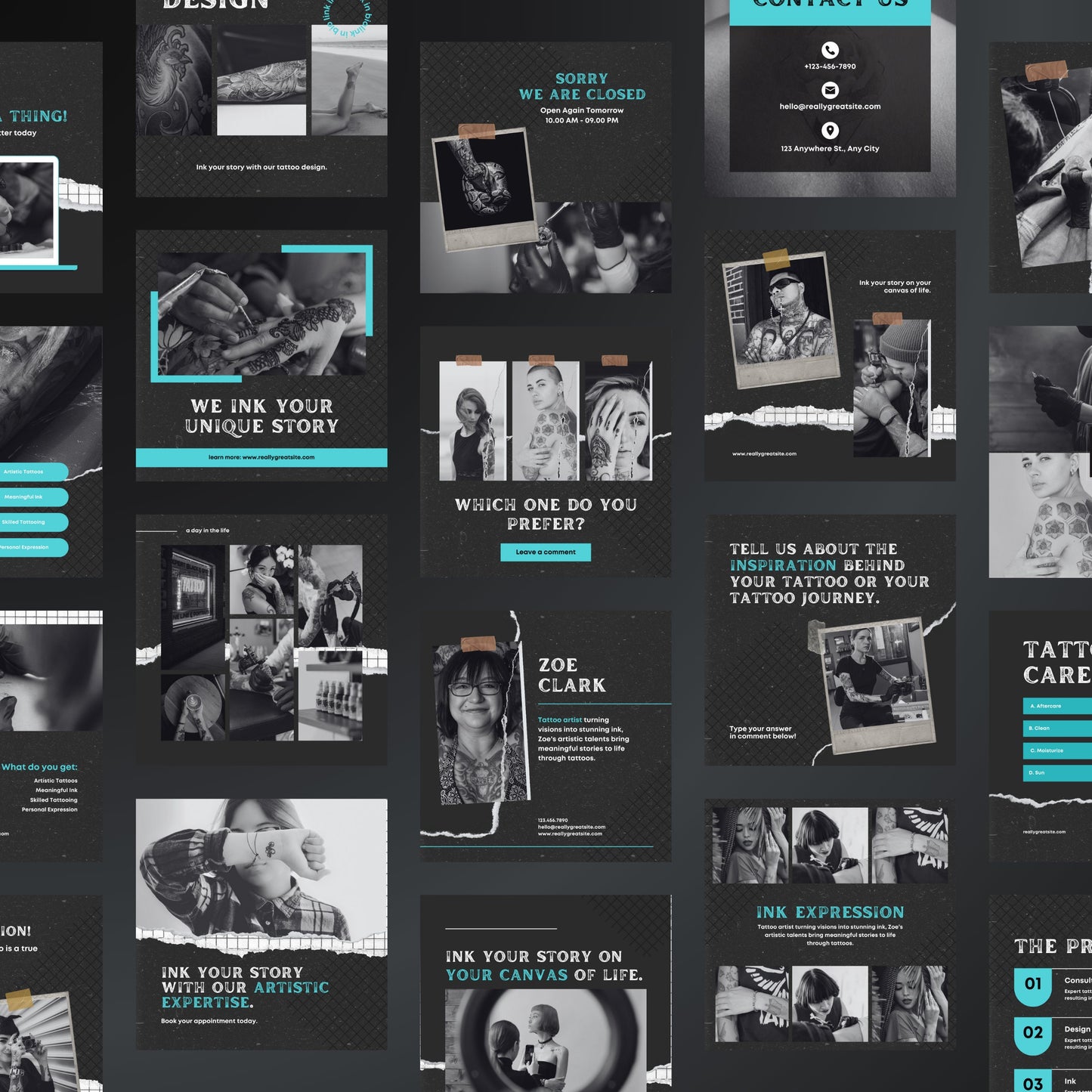 Tattoo Artist Canva Templates | Editable Instagram Posts for Tattoo Studios & Artists