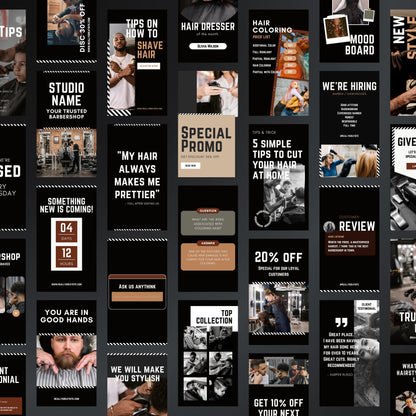 Barber Shop Canva Templates | Editable Instagram Posts and Stories for Barbers & Hair Salons