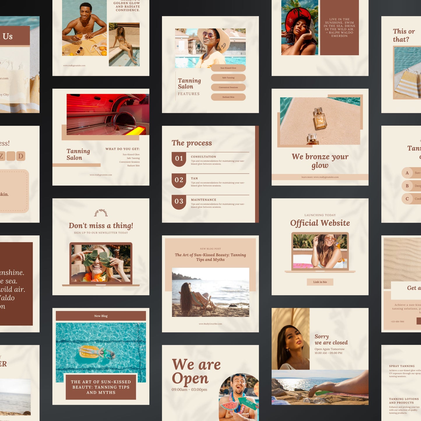 Tanning Studio Canva Templates | Editable Instagram Posts for Spray Tan & Beauty Studios