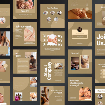 Massage Therapy Canva Templates | Editable Instagram & Facebook Posts for Wellness Businesses