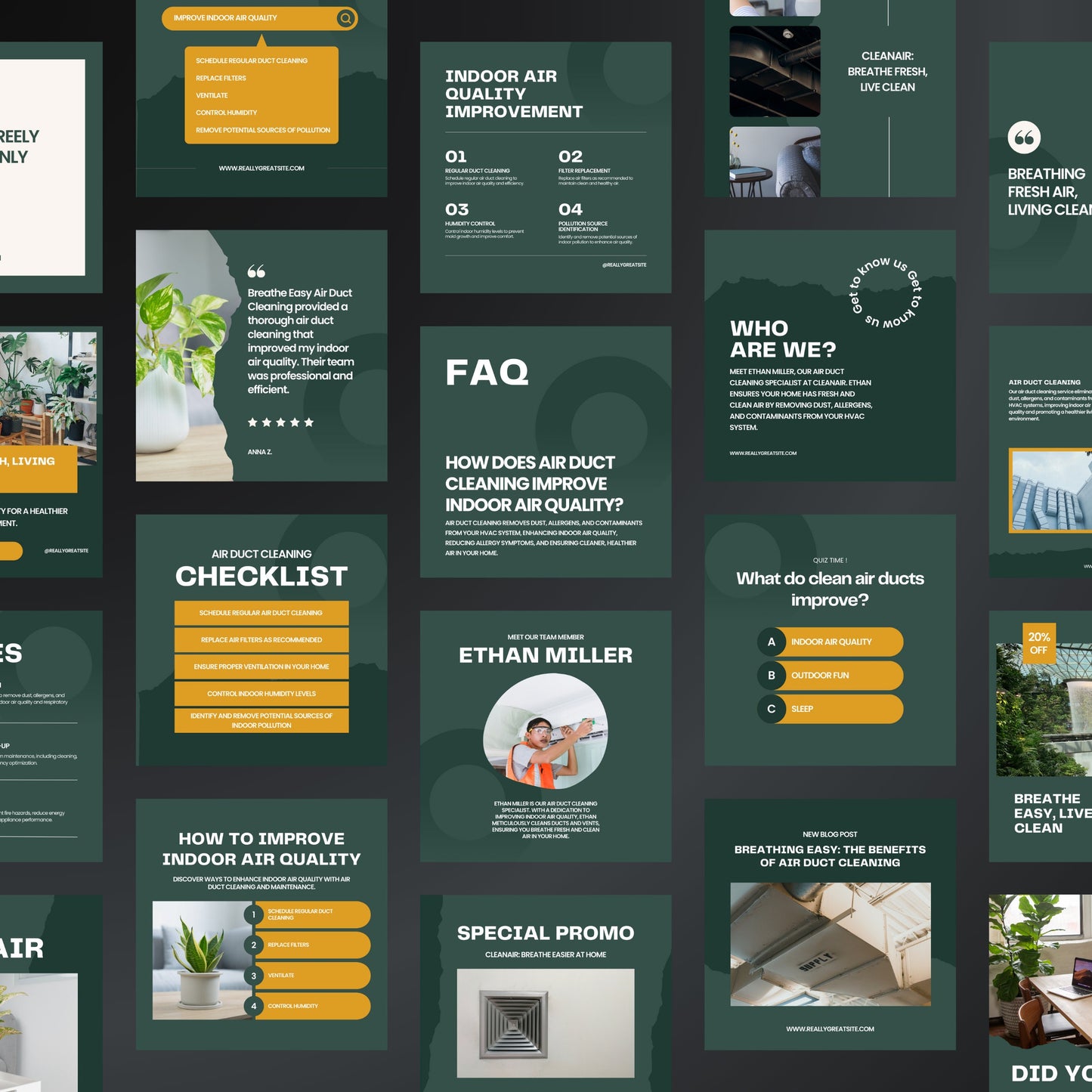 Air Duct Cleaning Canva Templates | Editable Instagram Posts for HVAC & Vent Cleaning Services