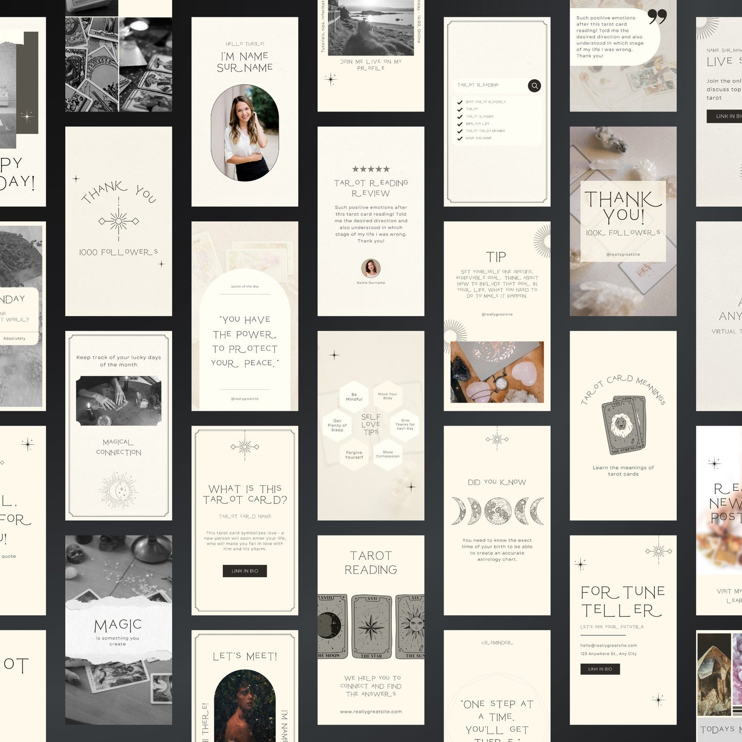 Tarot Reading Canva Templates | Editable Instagram Posts for Spiritual Coaches & Tarot Readers