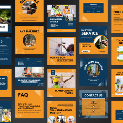 Handyman Canva Templates | Editable Instagram Post Kit for Contractors & Home Improvement
