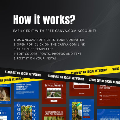 Pest Control Canva Templates | Editable Instagram Post Kit for Exterminators & Rodent Control
