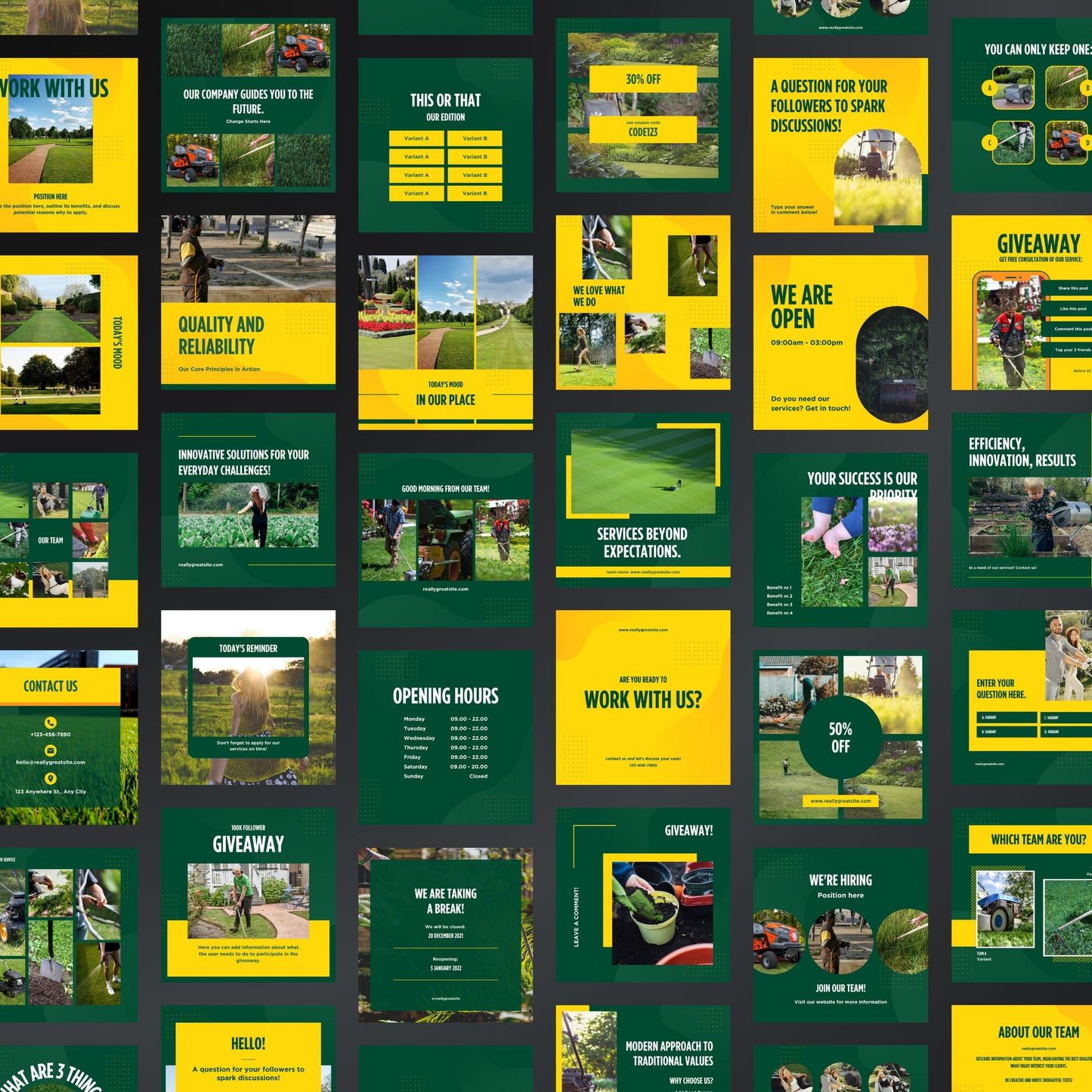 Lawn Care Canva Templates | Editable Instagram Posts for Yard Services & Landscaping Businesses