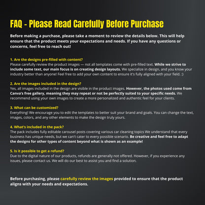 Car Cleaning Carousel Canva Templates | Editable Multi-Image Instagram Posts for Auto Detailing