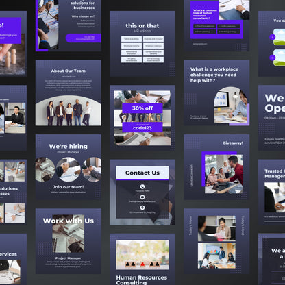 HR Canva Templates | Editable Instagram Posts for Human Resources & Recruitment Consultants