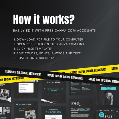 Tattoo Artist Canva Templates | Editable Instagram Posts for Tattoo Studios & Artists