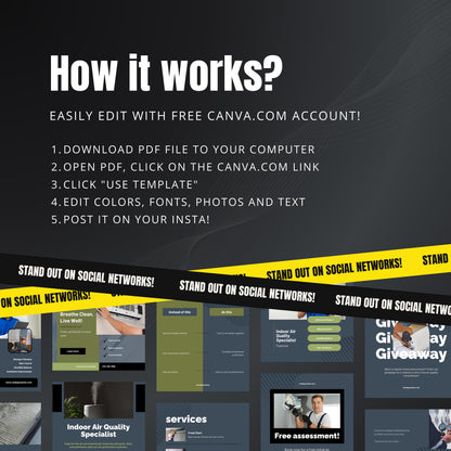 Indoor Air Quality Specialist Canva Templates | Editable Instagram Posts for Clean Air Services