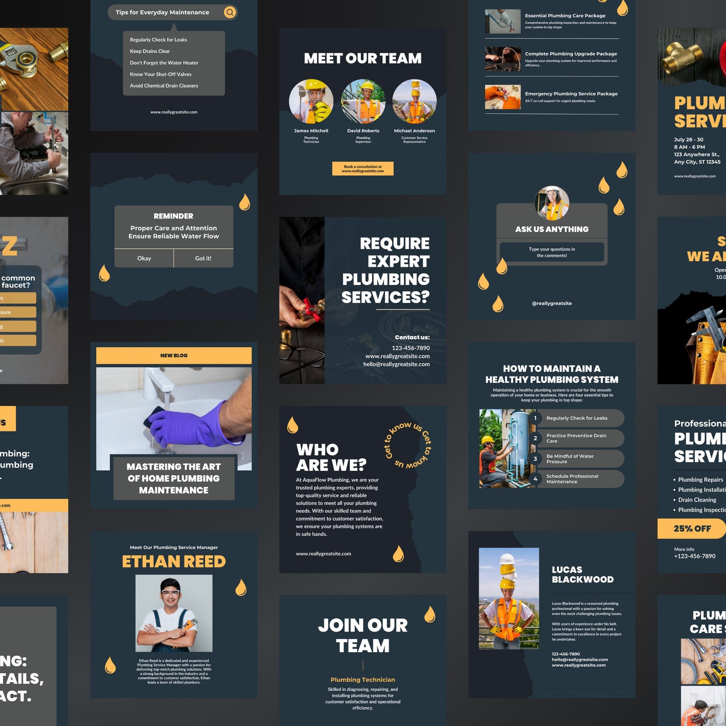 Plumbing Service Canva Templates | Editable Instagram Posts for Plumbers & Plumbing Businesses