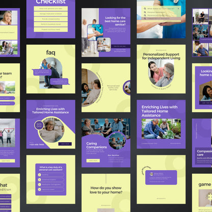 Home Care Canva Templates | Editable Instagram Posts for Caregivers & Nursing Services