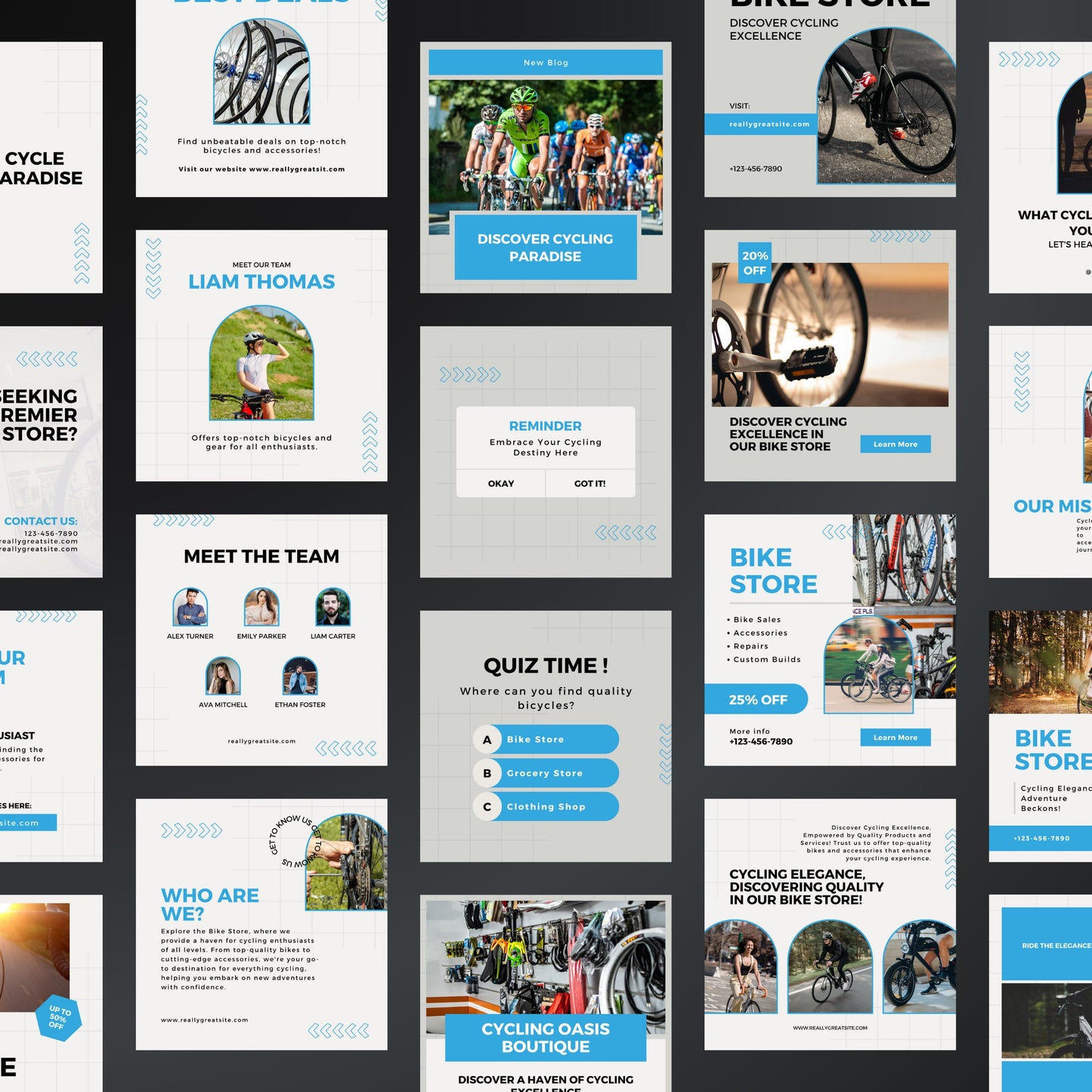 Bike Store Canva Templates | Editable Instagram Posts for Bicycle Shops & Cycling Businesses