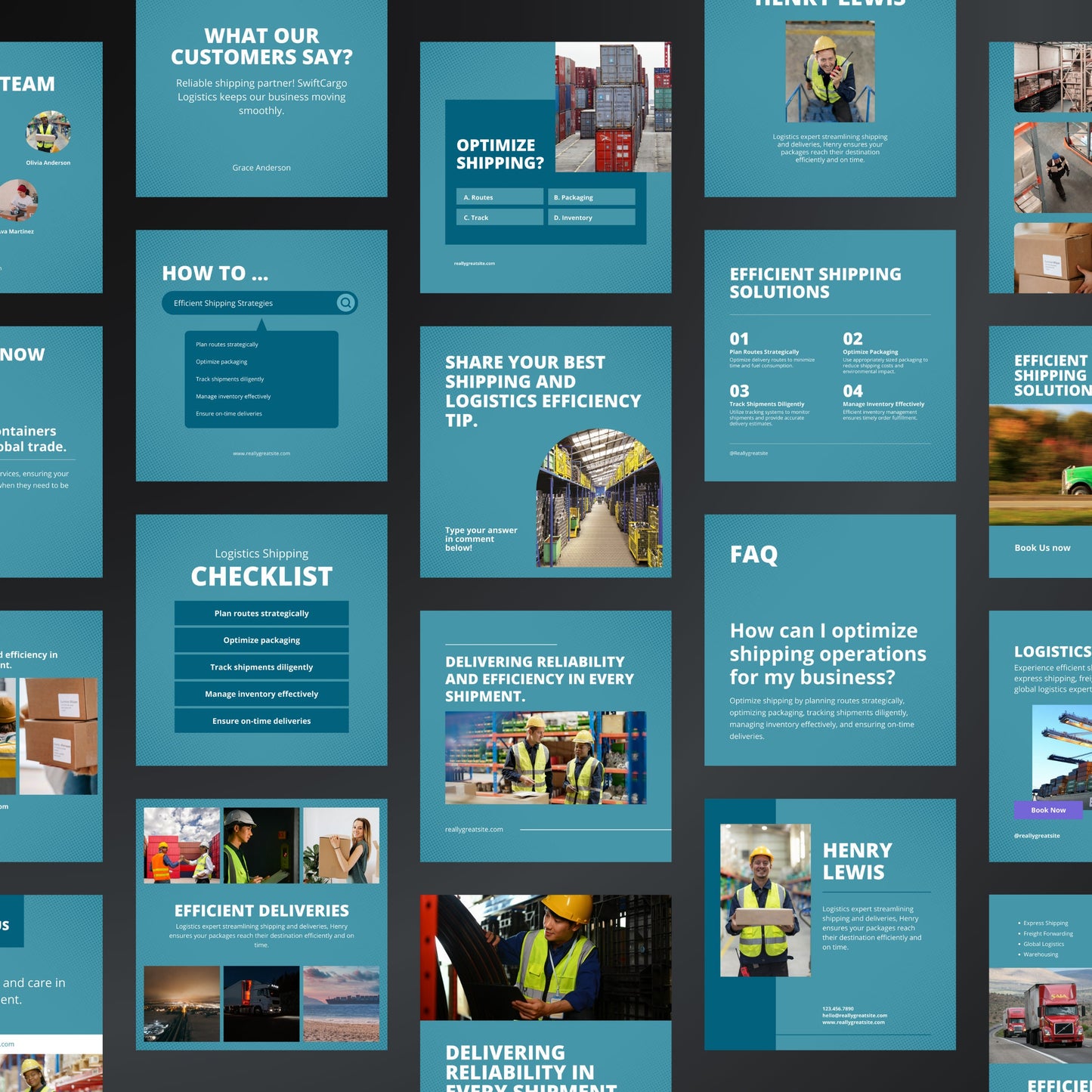 Logistics & Shipping Canva Templates | Editable Instagram Posts for Delivery Services