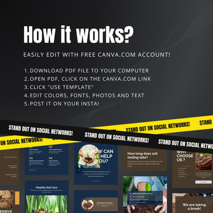 Soil Testing Service Canva Templates | Editable Instagram Posts for Soil Analysis & Agriculture