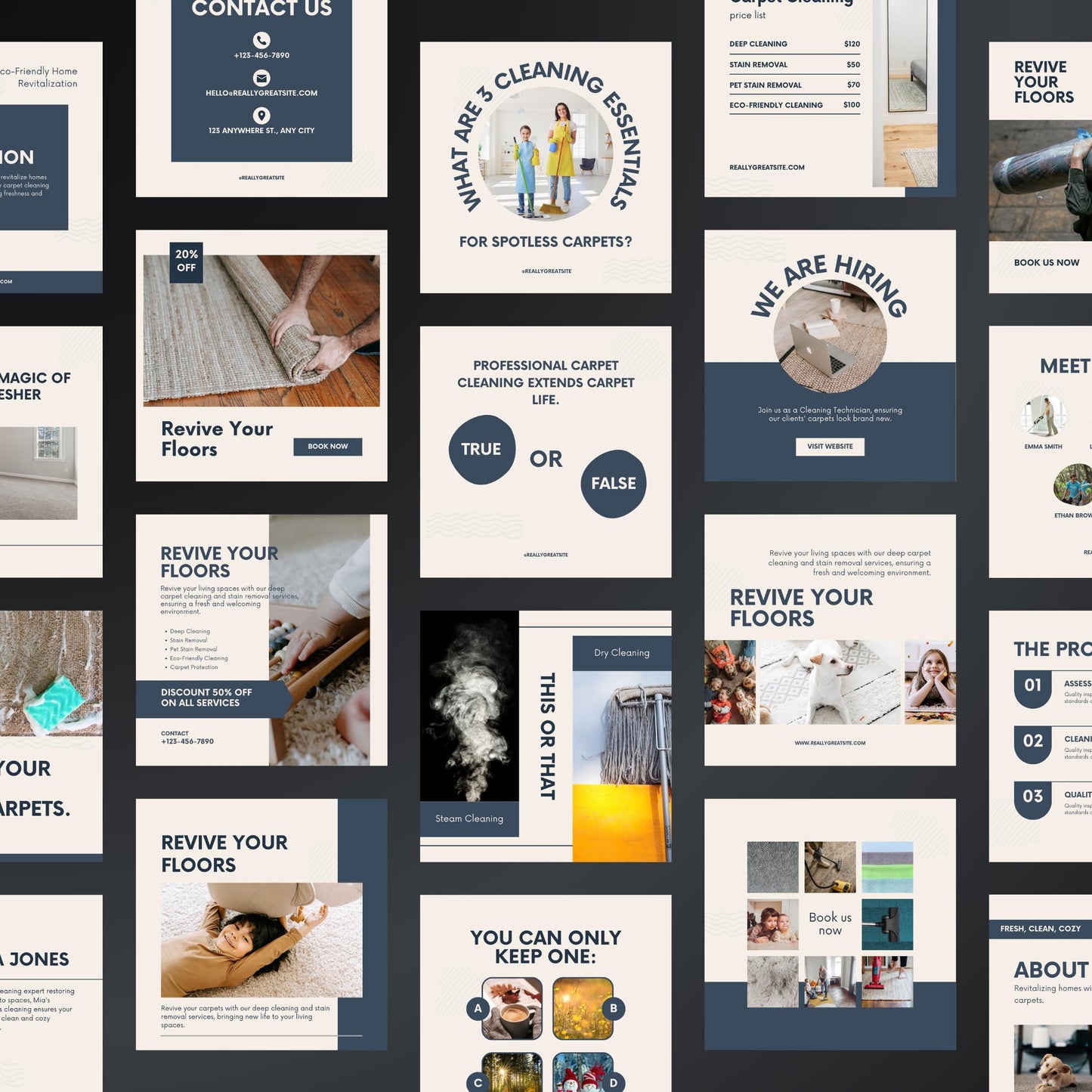 Carpet Cleaning Canva Templates | Editable Instagram Posts for Carpet Cleaners & Home Services