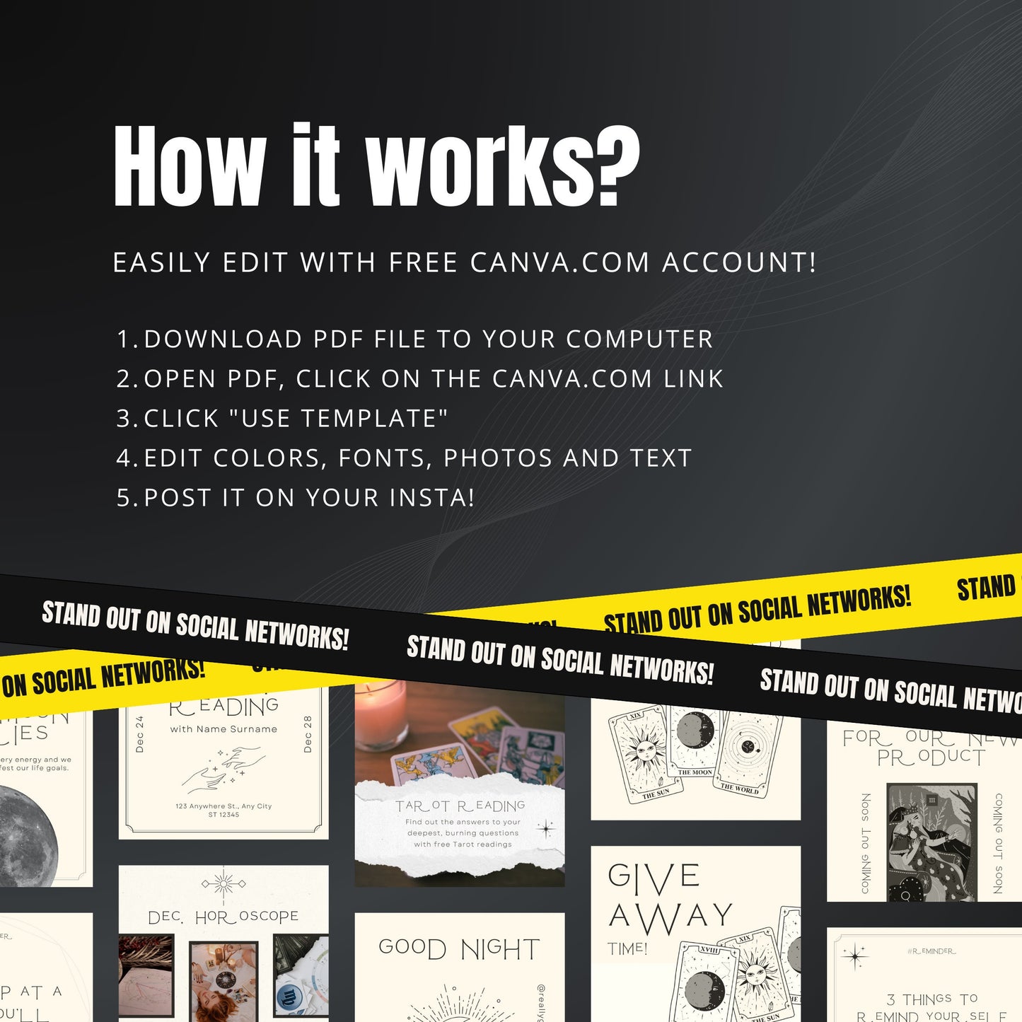 Tarot Reading Canva Templates | Editable Instagram Posts for Spiritual Coaches & Tarot Readers