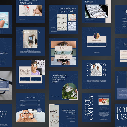 Optical Store Canva Templates | Editable Instagram Post Kit for Optometrists & Eyewear Shops