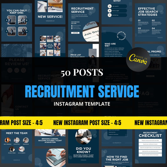 Recruitment Canva Templates | Editable Instagram Posts for Hiring & Staffing Agencies