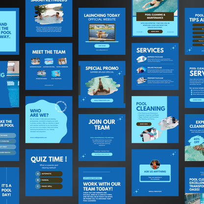 Pool Cleaning Canva Templates | Editable Instagram Posts for Pool Maintenance Businesses