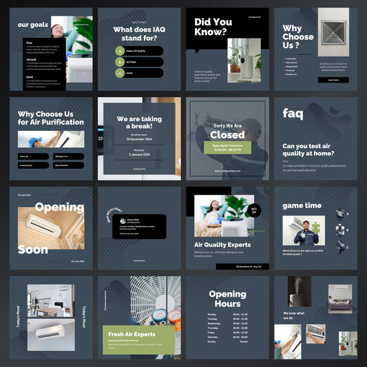 Indoor Air Quality Specialist Canva Templates | Editable Instagram Posts for Clean Air Services